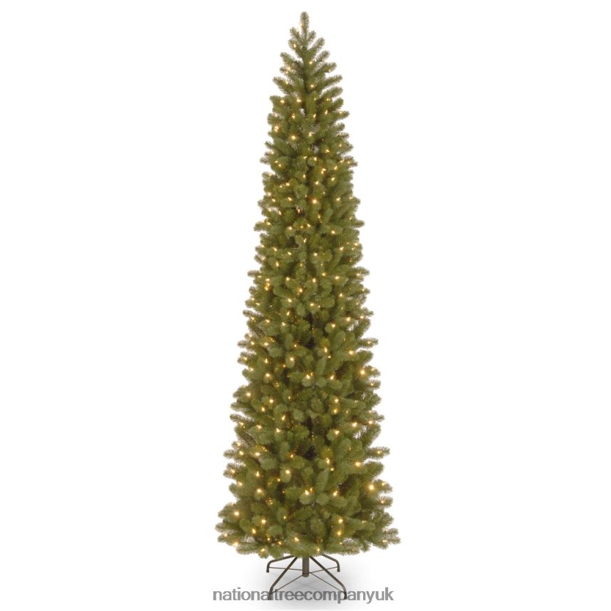 Trees | National Tree Company Pre-Lit Feel Real Artificial Slim Downswept Christmas Tree Green Douglas Fir White Lights Includes Stand 9 Feet F2L4F14